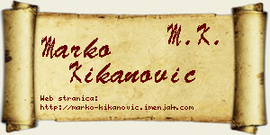 Marko Kikanović vizit kartica